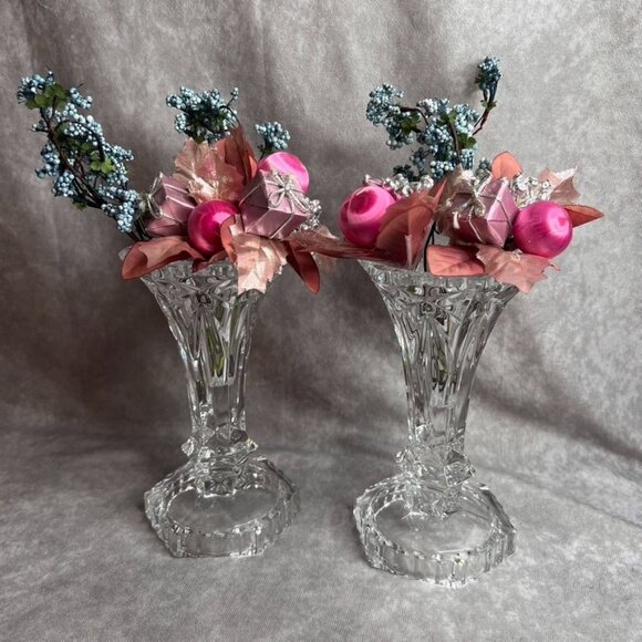 Lead Crystal Glass Candle Holders or Vases ONLY **CANDLES/FLOWERS NOT INCLUDED - Picture 5 of 10